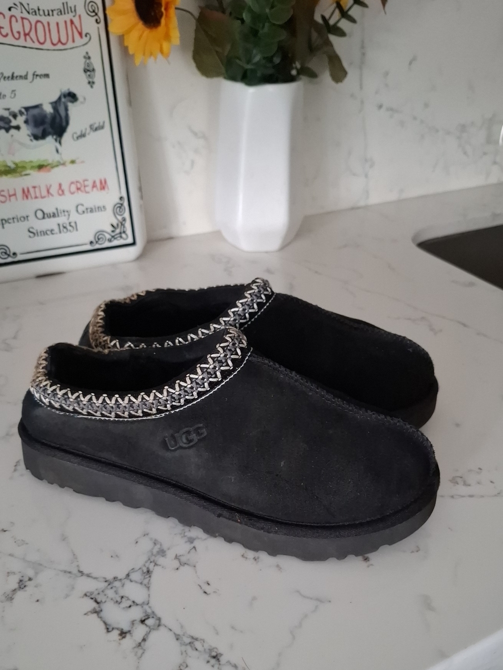 Ugg Womens Black Tasman Suede Slip-On Shoes
